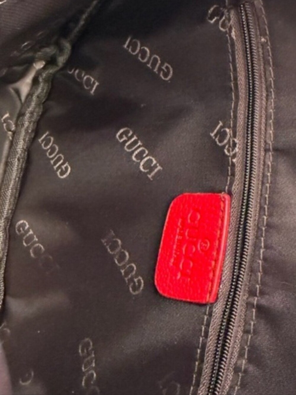 Gucci (Fashion Bag)  Red Belt Bag with Green Stripe and Navy Strap - Picture 4 of 4
